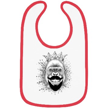Discover Regal Gorilla with Crown and Mustache Bibs