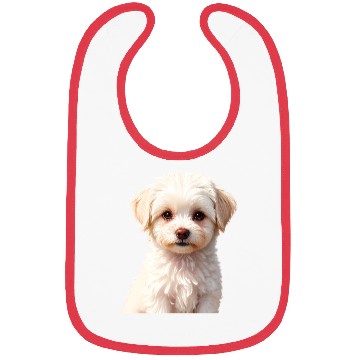 Discover Adorable White Puppy Portrait Design Bibs