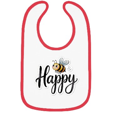 Discover Whimsical Bee and Happy Text Artwork Bibs