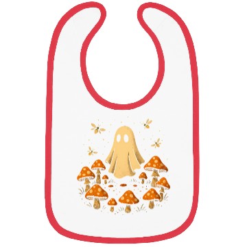 Discover Enchanted Mushroom and Ghost Illustration Bibs
