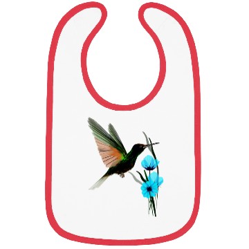 Discover Green Hummingbird-Blue Flowers Bibs