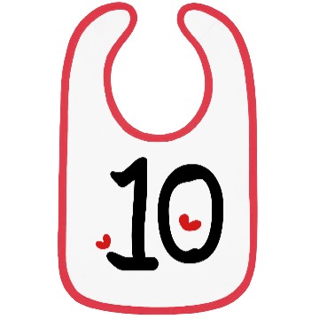 Discover Number 10 txt red hearts vector line art Bibs