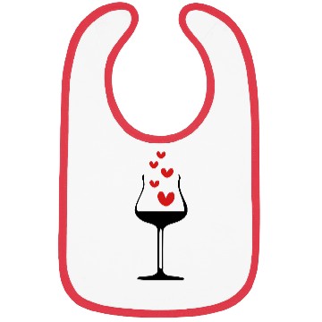Discover Wine glass & red hearts 1 Bibs