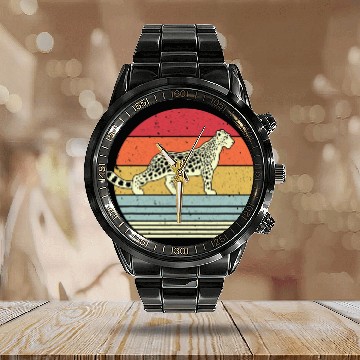 Discover Snow Leopard Calendar Steel Band Watch. Retro Style Calendar Steel Band Watch