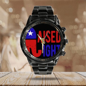 Discover Raised Right Proud Republican Elephant Logo Usa Calendar Steel Band Watch