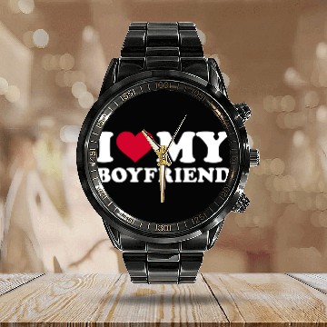 Discover I Love My Boyfriend Calendar Steel Band Watch