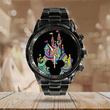 Discover Disney Castle Sublimation Mickey Calendar Steel Band Watch