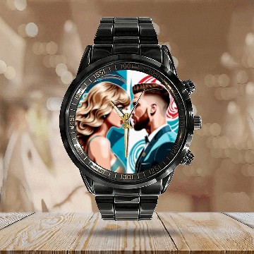 Discover taylorr Swift and Travis Kelce art Baseball Tees Calendar Steel Band Watch