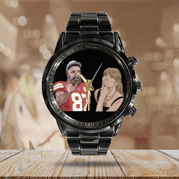 Discover taylorr Swift Travis Kelce Hawaiians Calendar Steel Band Watch