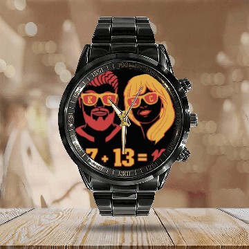 Discover Travis Kelce And taylorr Swift Hawaiians Calendar Steel Band Watch