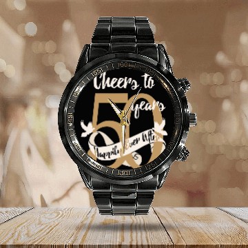 Discover 50th Wedding Anniversary Calendar Steel Band Watch Gift For Couples