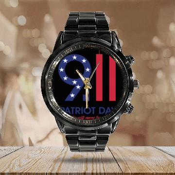 Discover Patriot Day 9.11  We Will Neuer Forget Calendar Steel Band Watch