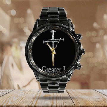 Discover Christian No Greater Love Distressed Cross Easter Calendar Steel Band Watch