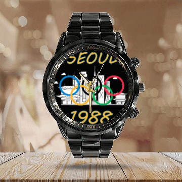 Discover SEOUL 1988 SPORT Calendar Steel Band Watch