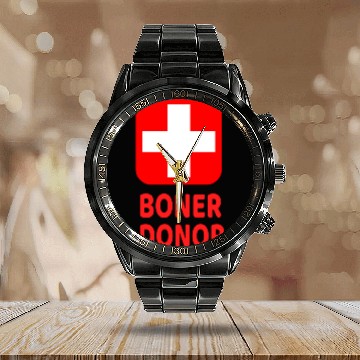 Discover Boner Donor Funny Halloween Calendar Steel Band Watch