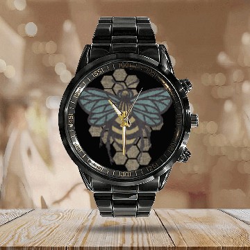 Discover Retro Beekeeper Calendar Steel Band Watch - Vintage Save the Bees Bumblebee