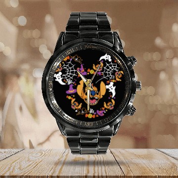 Discover Halloween Couple Matching Disney Calendar Steel Band Watch