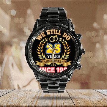 Discover We Still Do Since 1996 25 Years Anniversary 25th Wedding Calendar Steel Band Watch
