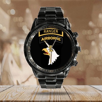 Discover 101st AIRBORNE WITH RANGER TAB - 101st Airborne Ranger - Calendar Steel Band Watch