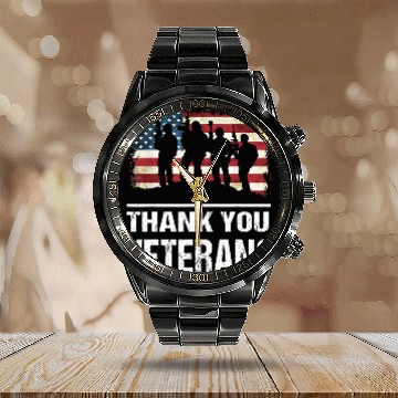 Discover Thank you Veterans Day Calendar Steel Band Watch