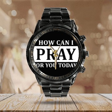Discover Pray Men's Calendar Steel Band Watch Faith How Can I Pray