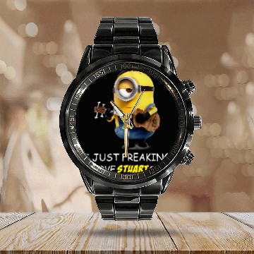 Discover I Just Freaking Love Stuart Minion Calendar Steel Band Watch