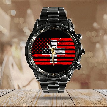 Discover USA Switzerland Flag American Swiss Calendar Steel Band Watch