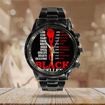 Discover Black Excellence, Black AF Calendar Steel Band Watch