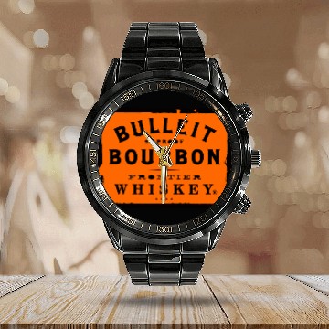 Discover Bulleit Bourbon Frontier Whiskey Calendar Steel Band Watch wine