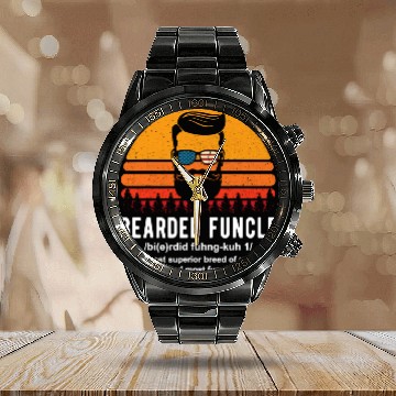 Discover Bearded Funcle Definition Mens Calendar Steel Band Watch