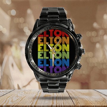 Discover Retro Style Elton Rainbow Calendar Steel Band Watch