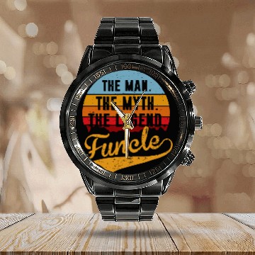Discover Funcle The Man The Myth The Legend Calendar Steel Band Watch