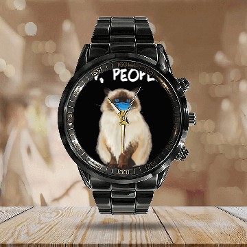 Discover Ew People Cat Wearing Face Mask Calendar Steel Band Watch