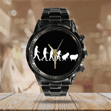 Discover Conspiracy Theorist Human Evolution Wake Up Sheeple Sheep Calendar Steel Band Watch
