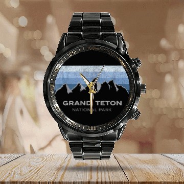 Discover Grand Teton National Park TTank Top: Winter Edition Calendar Steel Band Watch