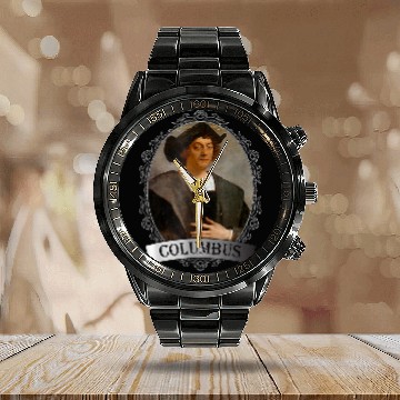 Discover Christopher Columbus - Columbus Day Calendar Steel Band Watch