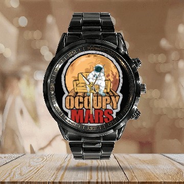 Discover Elon Musk Occupy Mars Calendar Steel Band Watch