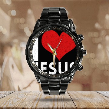Discover I Love Jesus Calendar Steel Band Watch