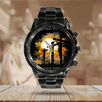 Discover Christian Bible Verse - Jesus Died For Me Calendar Steel Band Watch