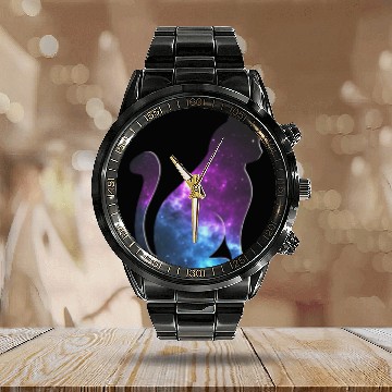 Discover Galaxy Cat Gift Calendar Steel Band Watch