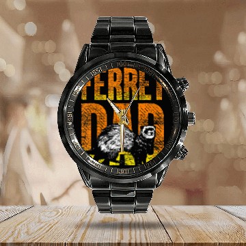 Discover Ferret Dad Pet Calendar Steel Band Watch