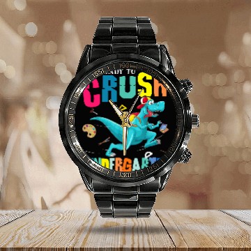 Discover I'm Ready To Crush Kindergarten Dinosaur Back To School Calendar Steel Band Watch
