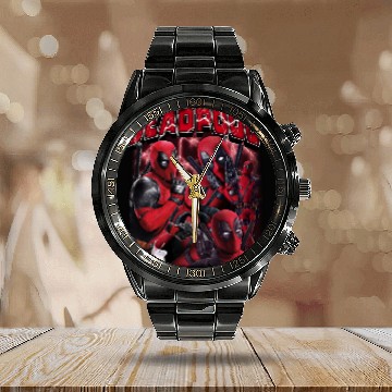 Discover Marvel Deadpool  Portrait Ryan Reynolds Funny Superhero Unisex Calendar Steel Band Watch