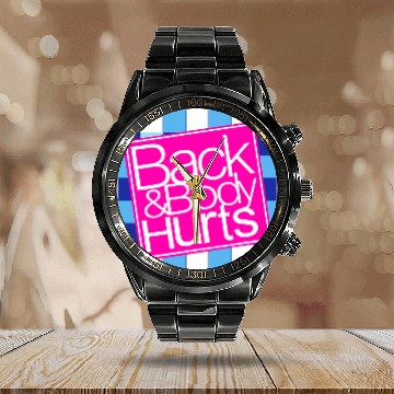 Discover Back and Body Hurts Calendar Steel Band Watch