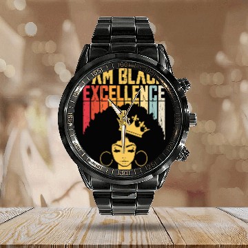 Discover Retro Vintage Black Excellence African Pride History Month Calendar Steel Band Watch