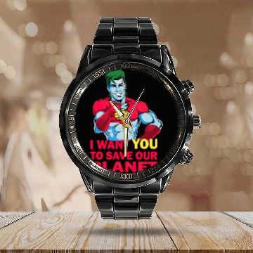 Discover Planeteer Call - Captain Planet - Calendar Steel Band Watch