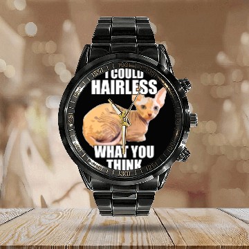 Discover Hairless Cat Sphynx Cat Pun Meme Calendar Steel Band Watch