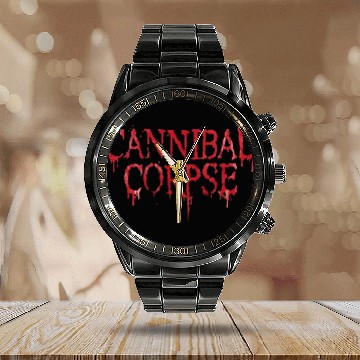 Discover Cannibal Corpse Men's Logo Calendar Steel Band Watch Black