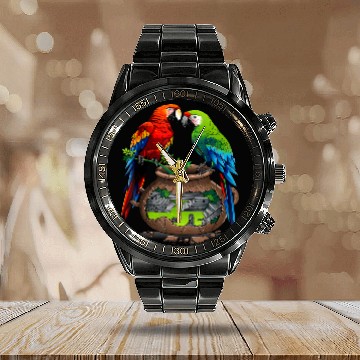 Discover Honduras, Copan Maya Loros Calendar Steel Band Watch