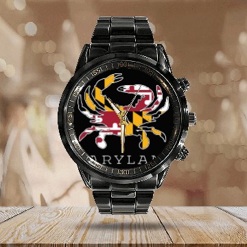 Discover Maryland State Flag Classy Calendar Steel Band Watch